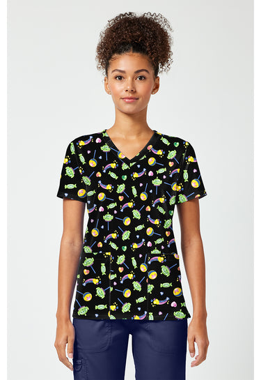TF Tooniforms - Disney Print V-Neck Top - Alien Pops