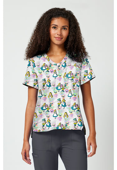 TF Tooniforms Print V-Neck Top - Always Tea Time