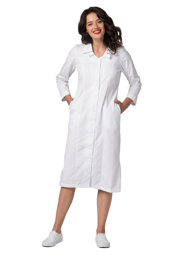 Adar Universal Double Embroidered Collar Dress - 2801 - White