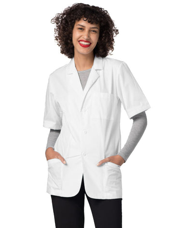 Adar Universal Unisex 31" Short Sleeve Consultation Coat - 2816 - White