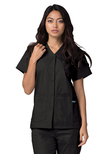 Adar Universal Double Pocket Snap Front Top - 604 - Black