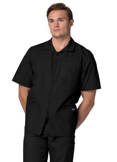 Adar Universal Men's Zippered Short Sleeve Jacket - 607 - Black