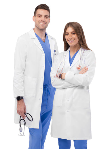 Adar Universal Unisex 39" Midriff Lab Coat - 808 - White