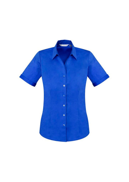 Biz Collection Biz Care Electric Blue / 10 Biz Corporate Ladies Monaco Short Sleeve Shirt S770LS