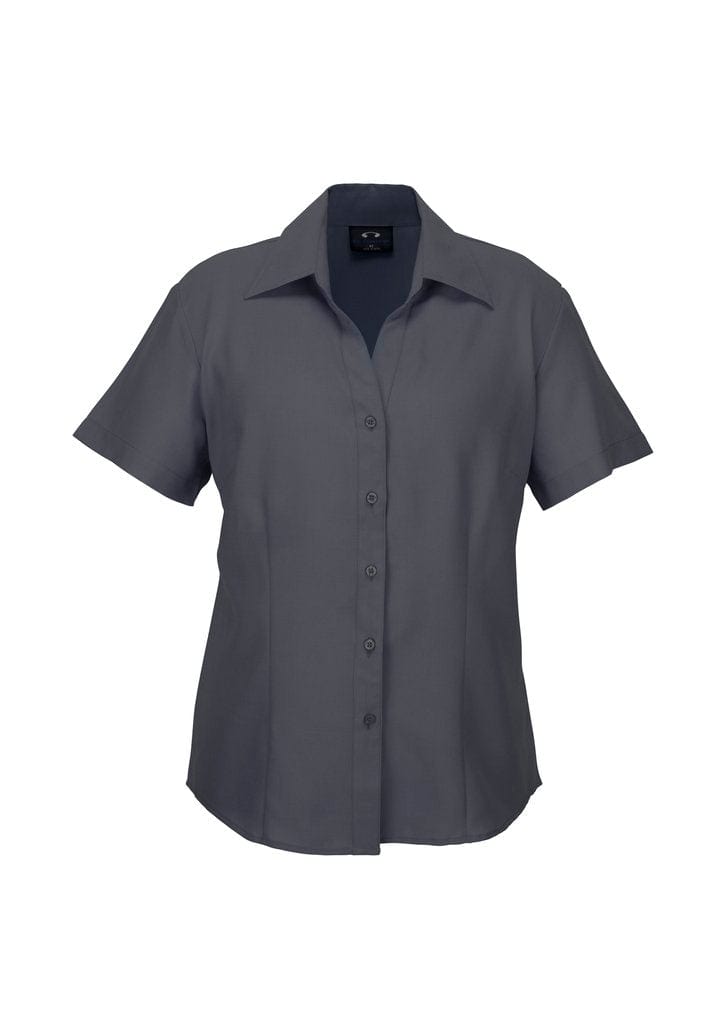 Biz Collection Biz Corporate Charcoal / 10 Biz Corporate Ladies Plain Oasis Short Sleeve Shirt LB3601