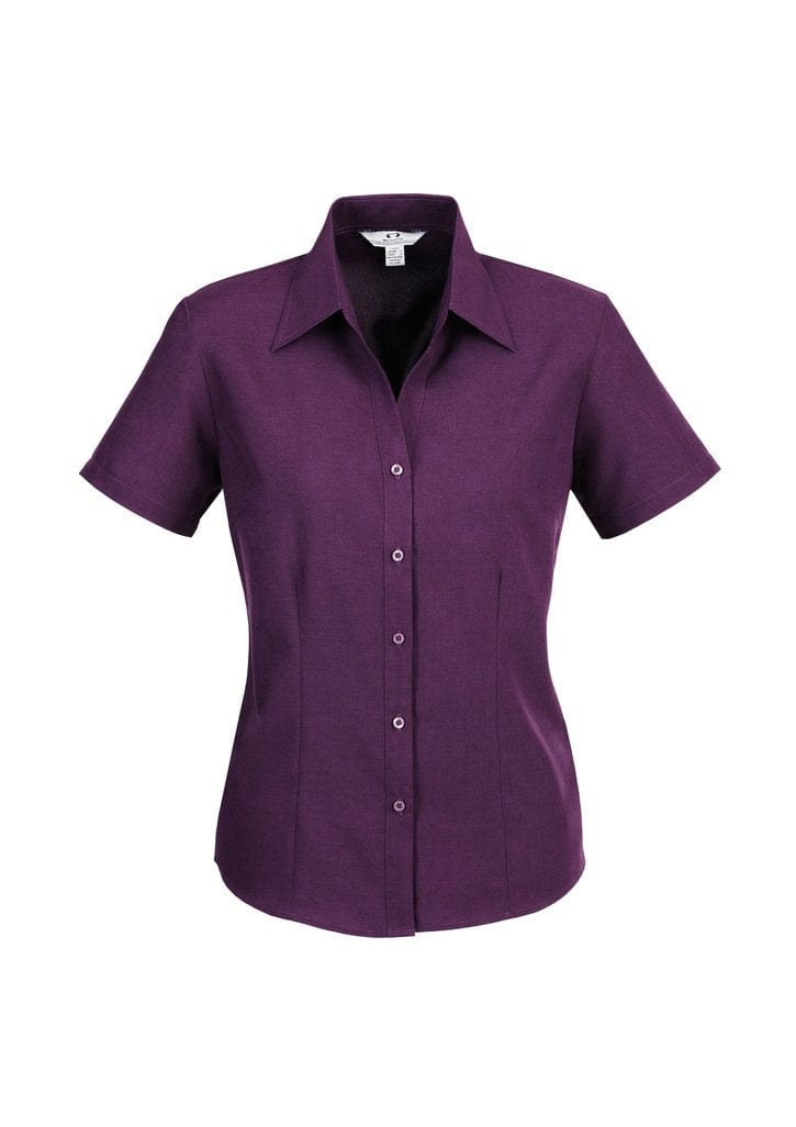 Biz Collection Biz Corporate Grape / 10 Biz Corporate Ladies Plain Oasis Short Sleeve Shirt LB3601