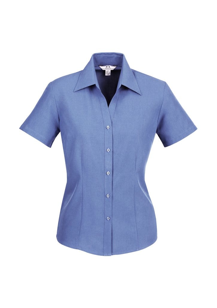 Biz Collection Biz Corporate Mid Blue / 10 Biz Corporate Ladies Plain Oasis Short Sleeve Shirt LB3601