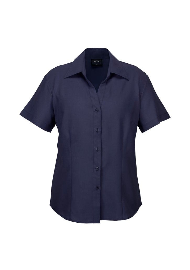 Biz Collection Biz Corporate Navy / 10 Biz Corporate Ladies Plain Oasis Short Sleeve Shirt LB3601