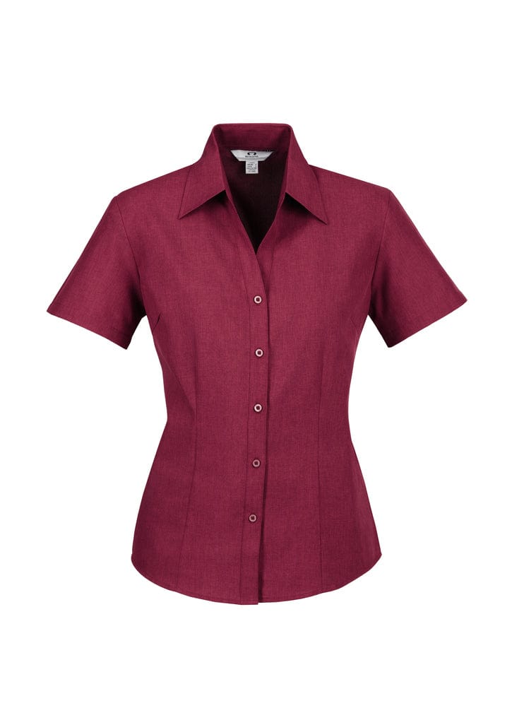 Biz Collection Biz Corporate Cherry / 10 Biz Corporate Ladies Plain Oasis Short Sleeve Shirt LB3601