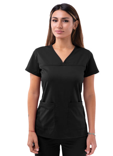Adar Pro Women’s Sweetheart V-neck Scrub Top - Black
