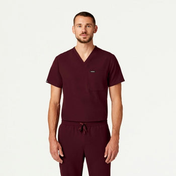 Jaanuu Holmes Everyday 1-Pocket Scrub Top - Burgundy
