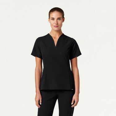 Jaanuu Calix Fit & Flare Scrub Top - Black