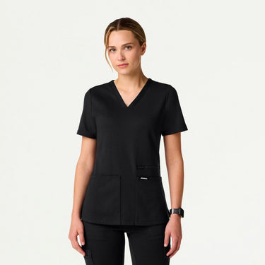 Jaanuu Kass Slim 4-Pocket UltraSOFT Scrub Top - Black