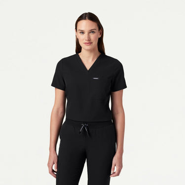 Jaanuu Rhena Slim Essential 1-Pocket Scrub Top - Black