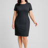 Womens Comfort Wool Stretch Short Sleeve Shift Dress - Black