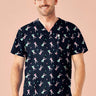 Inaura Mens Easter V-Neck Short Sleeve Scrub Top - Midnight Navy