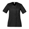 Inaura Womens Parks Zip Front Crossover Scrub Top - Black