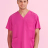 Inaura Unisex Pink V-Neck Scrub Top - Pink