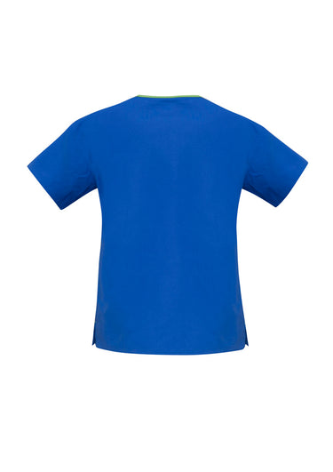 Womens Contrast Scrub Top - Royal/Lime