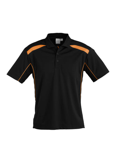 Mens United Short Sleeve Polo - Black/Orange