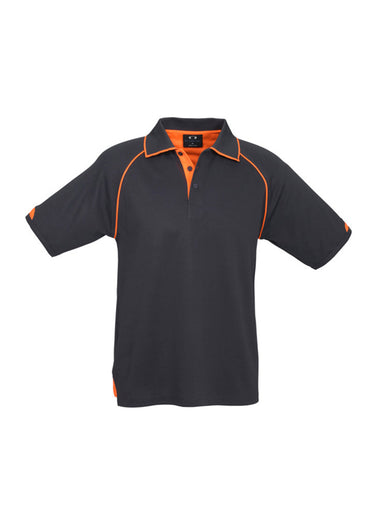 Mens Fusion Short Sleeve Polo - Grey/Fluoro Orange