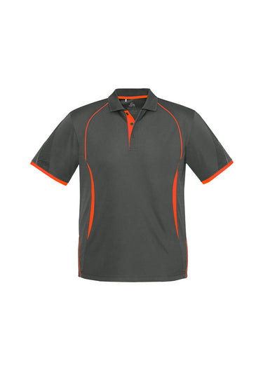 Mens Razor Short Sleeve Polo - Grey/Fluoro Orange