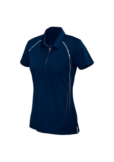 Womens Cyber Short Sleeve Polo - Navy/Silver