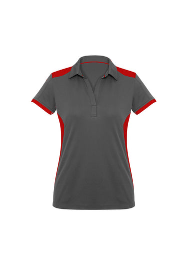 Womens Rival Short Sleeve Polo - Grey/Red