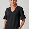 Womens Aria Fluted Sleeve Blouse - Black
