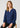 Womens Ruche Long Sleeve Blouse - Navy