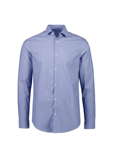 Mens Conran Tailored Long Sleeve Shirt - French Blue/White