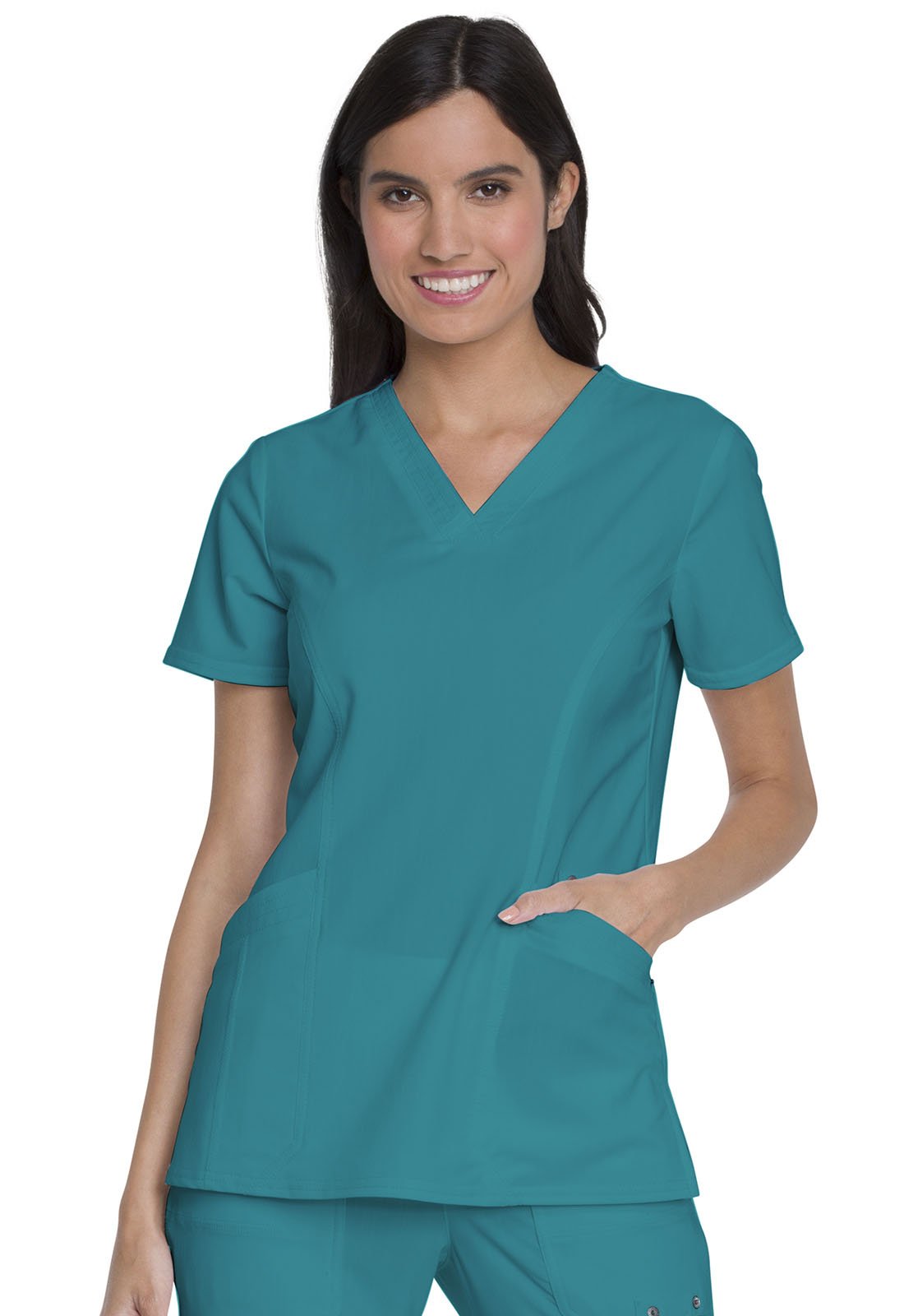Dickies Advance Solid Tonal Twist Advance Solid Tonal Twist V-Neck Top With Patch Pockets Teal XS DK755