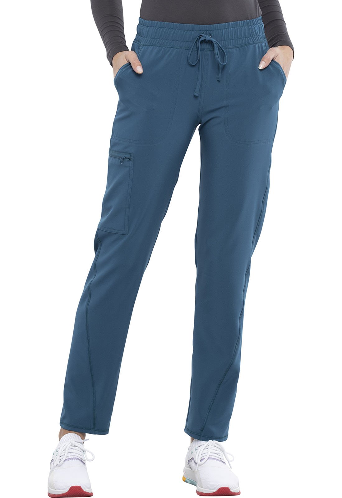 Cherokee Allura Caribbean Blue / L Allura Petite Mid Rise Tapered Leg Drawstring Scrub Pant CKA184P