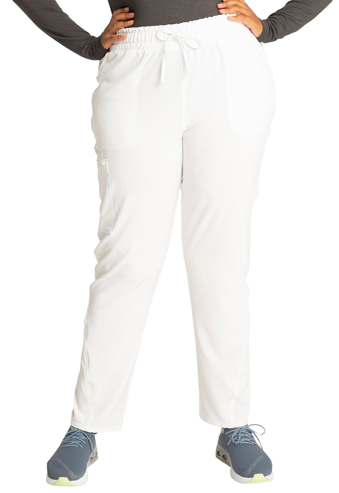 Cherokee Allura White / L Allura Petite Mid Rise Tapered Leg Drawstring Scrub Pant CKA184P