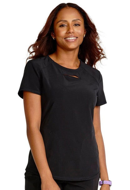 Cherokee Allura Black / XS Allura  Stylized Round Neck Scrub Top CKA672