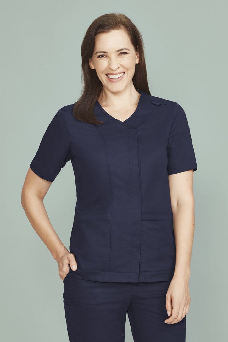 Biz Collection Biz Care Midnight Navy / L Biz Care Parks Zip Front Crossover Scrub Top CST240LS