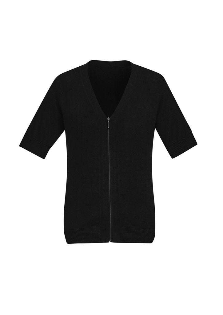 Biz Collection Biz Care Black / 2XL Biz Care Womens Zip Front Short Sleeve Knit Top CK962LC