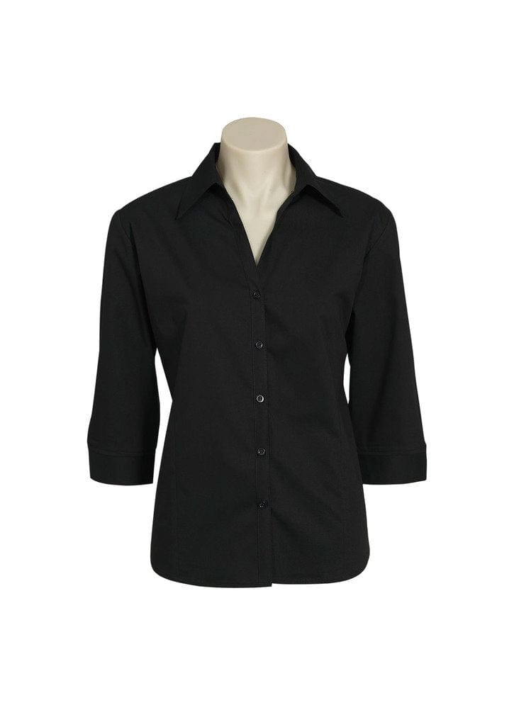 Biz Collection Biz Corporate Black / 10 Biz Corporate Ladies Metro 3/4 Shirt LB7300