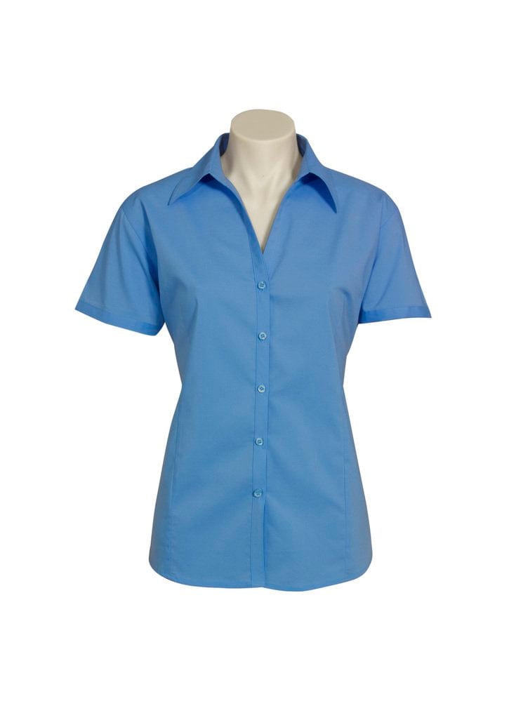 Biz Collection Biz Corporate Mid Blue / 10 Biz Corporate Ladies Metro Short Sleeve Shirt LB7301