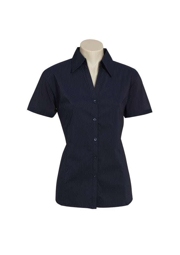 Biz Collection Biz Corporate Navy / 10 Biz Corporate Ladies Metro Short Sleeve Shirt LB7301