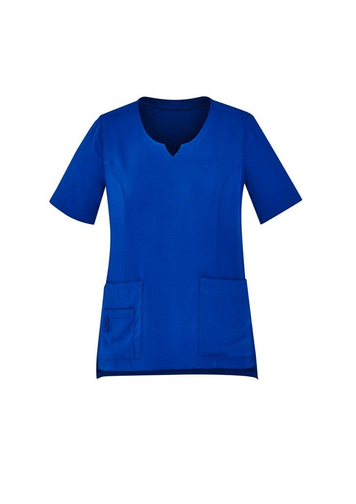 Biz Collection BizCare Electric Blue / 2XL BizCare Avery Womens Tailored Fit Round Neck Scrub Top CST942LS