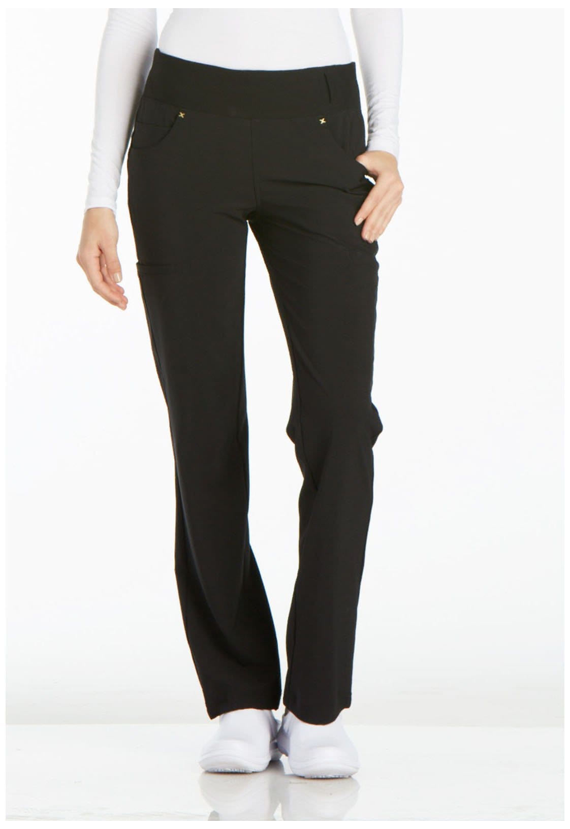 Cherokee iflex Black / 2XL Cherokee iFlex Petite Mid Rise Straight Leg Pull-on Pant CK002P