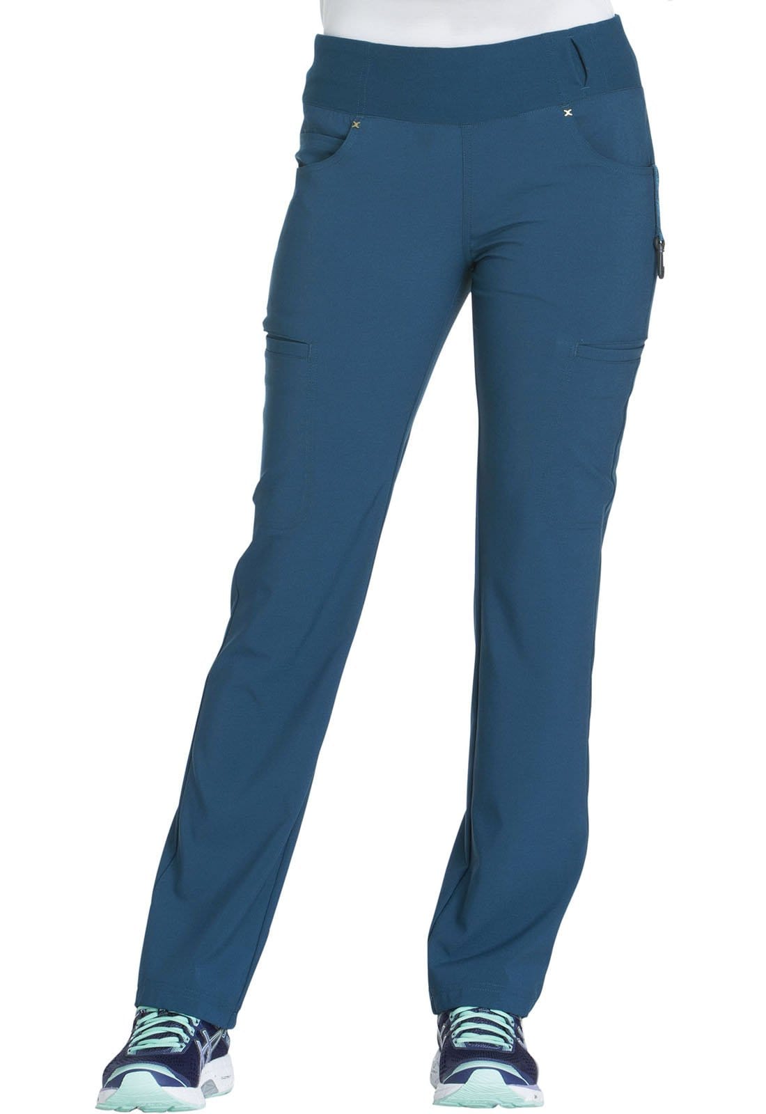 Cherokee iflex Caribbean Blue / 2XL Cherokee iFlex Petite Mid Rise Straight Leg Pull-on Pant CK002P