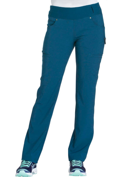 Cherokee iflex Caribbean Blue / 2XL Cherokee iFlex Petite Mid Rise Straight Leg Pull-on Pant CK002P