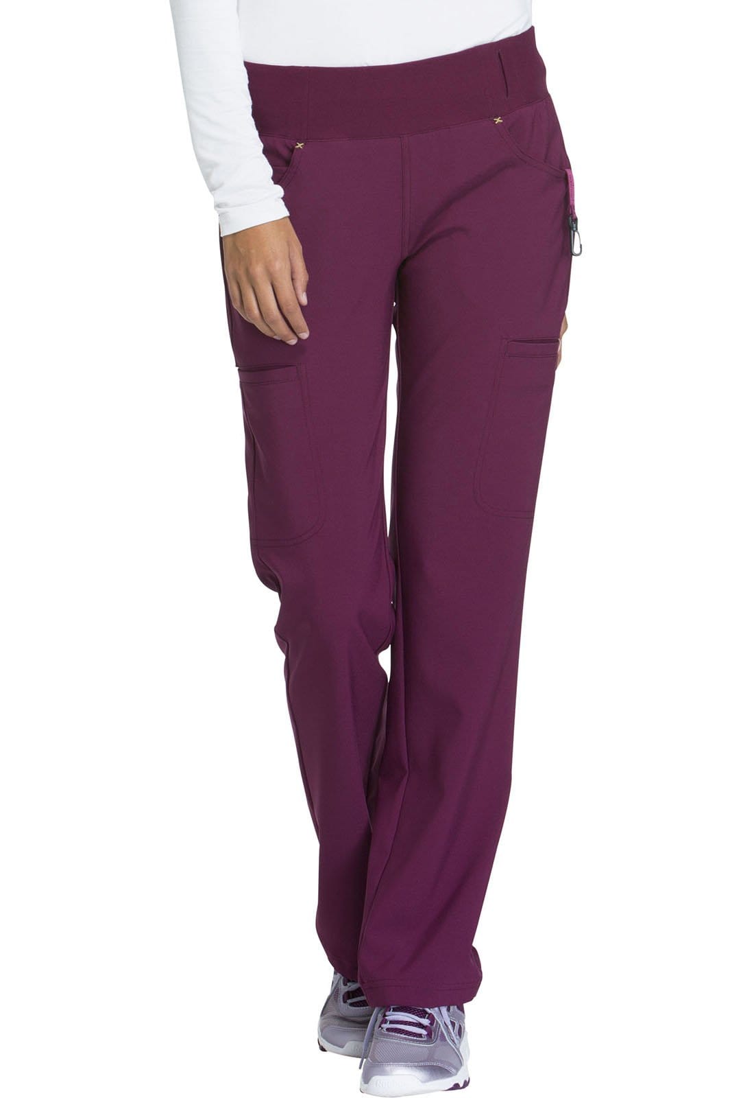 Cherokee iflex Wine / 2XL Cherokee iFlex Petite Mid Rise Straight Leg Pull-on Pant CK002P