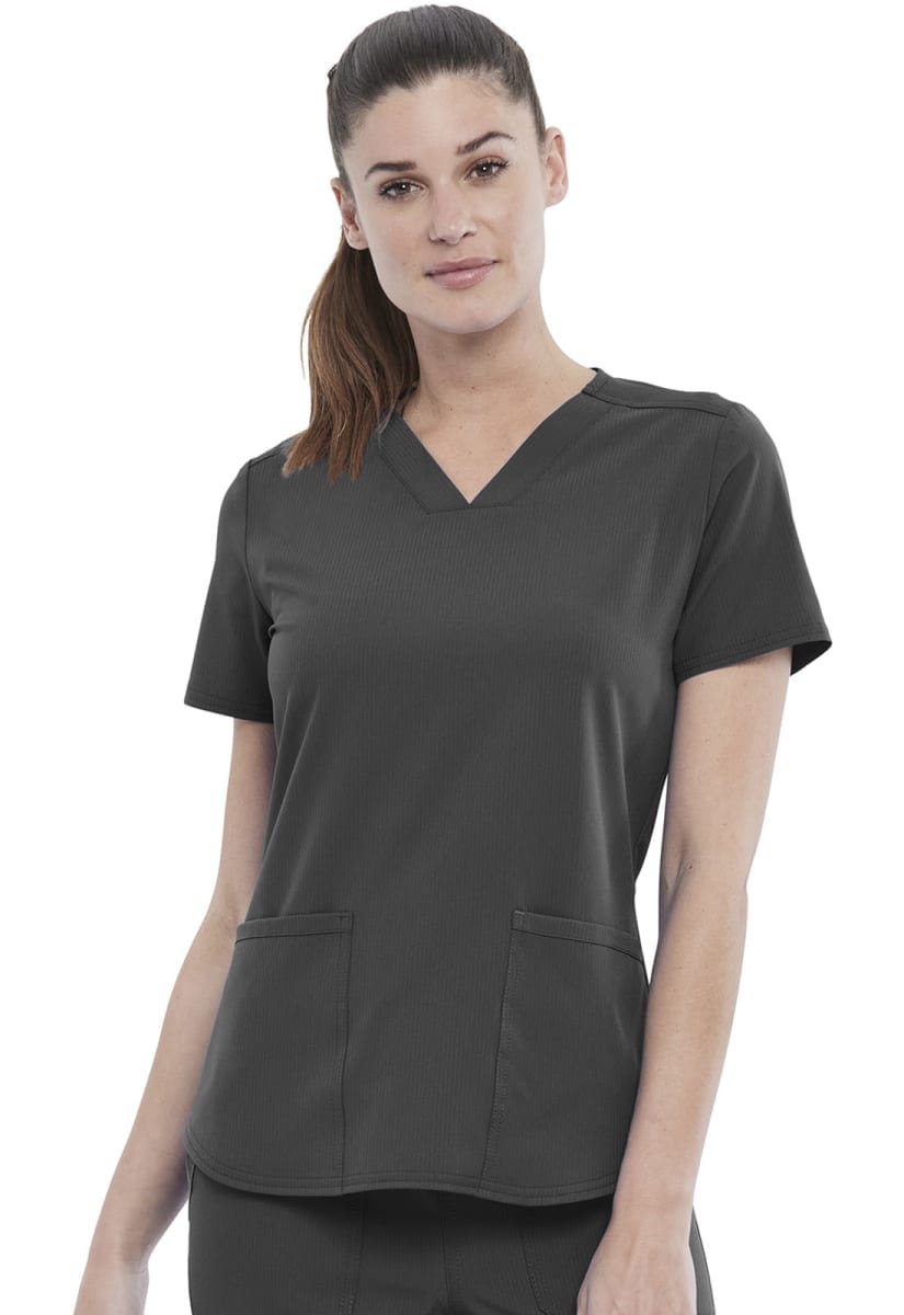 Cherokee Elle Elle Simply Polished Pewter / M Elle Simply Polished 2 Pocket V-Neck Top Pewter EL622