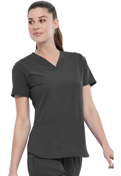 Cherokee Elle Elle Simply Polished Pewter / M Elle Simply Polished 2 Pocket V-Neck Top Pewter EL622