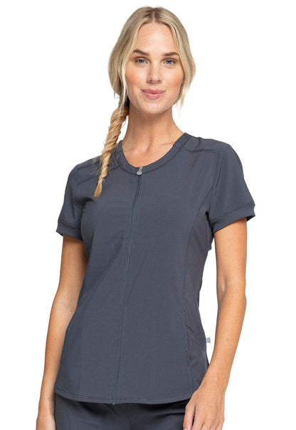 Cherokee Infinity Pewter / 2XL Infinity Zip Front V-Neck Scrub Top CK810A