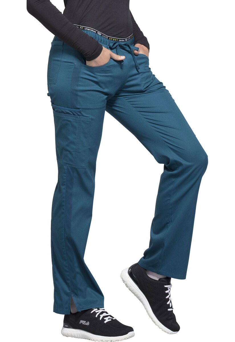 Cherokee Luxe Sport S / Caribbean Blue Luxe Sport TALL Mid Rise Straight Leg Pull-on Scrub Pant Caribbean XS CK003