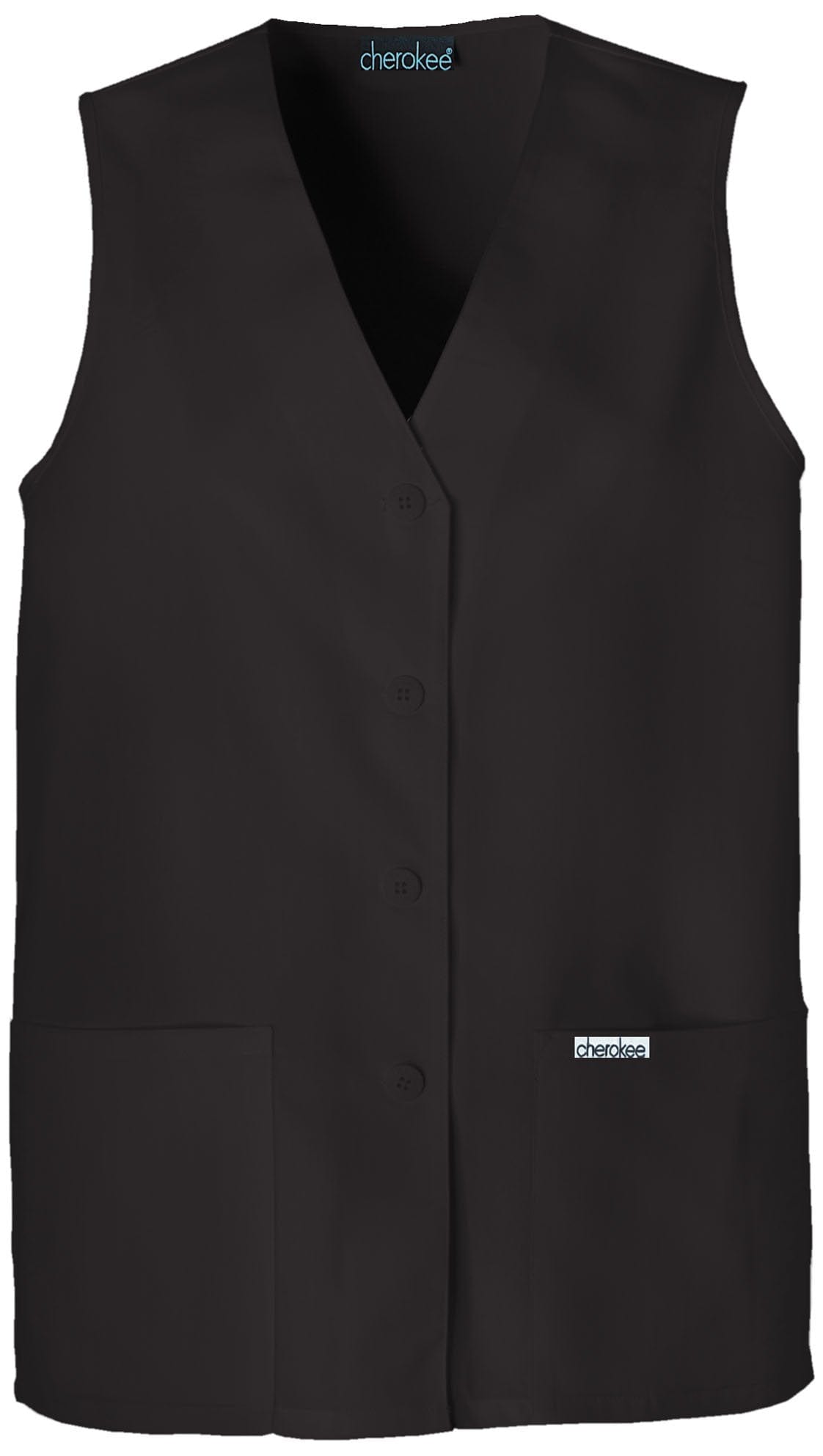 Cherokee Professional Solids Black / 2XL Professional Solids Button Front Vest 1602